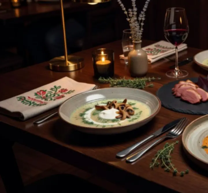 Elegantně prostřený stůl v restauraci VECERNI SCENA