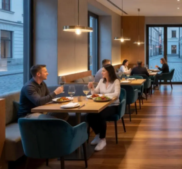 Elegantní interiér restaurace VECERNI SCENA